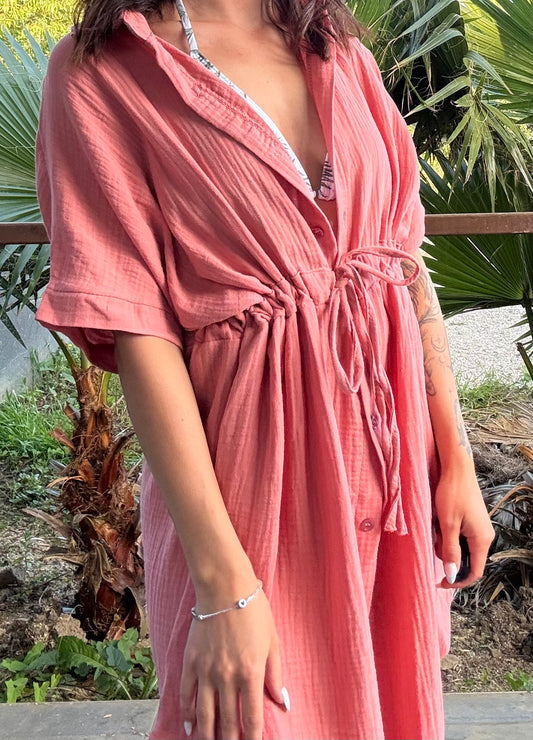 Robe courte en gaze de coton "Emilie"