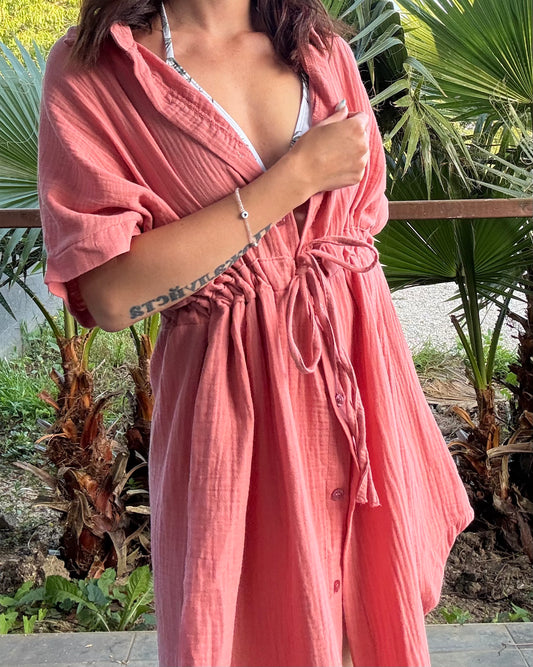 Robe courte en gaze de coton "Emilie"